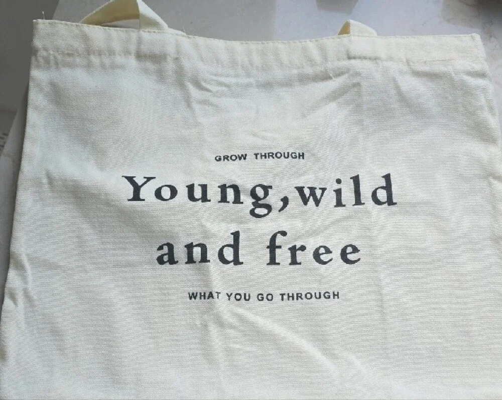 Canvas Tote Bag with 'Young, Wild and Free' W/ Goodies!